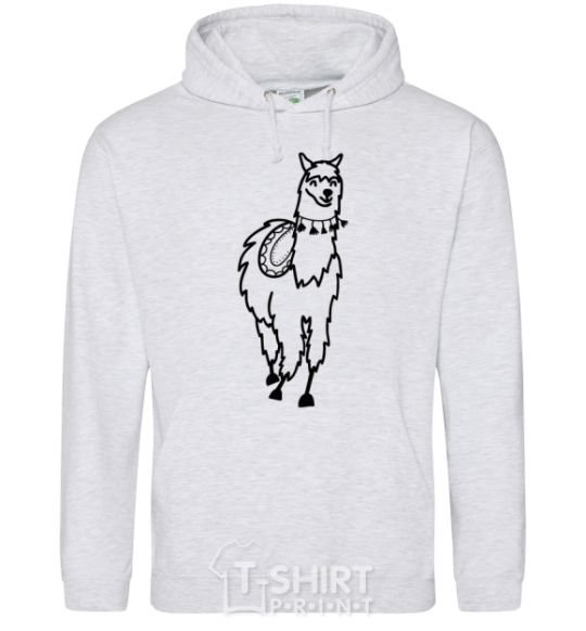 Men`s hoodie The llama's coming sport-grey фото