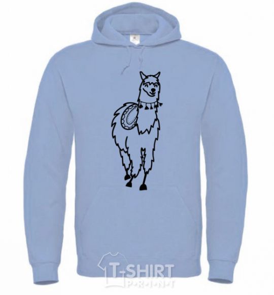 Men`s hoodie The llama's coming sky-blue фото