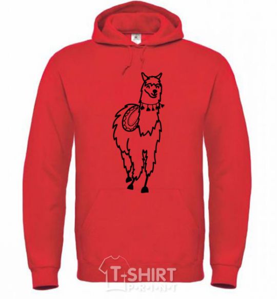 Men`s hoodie The llama's coming bright-red фото