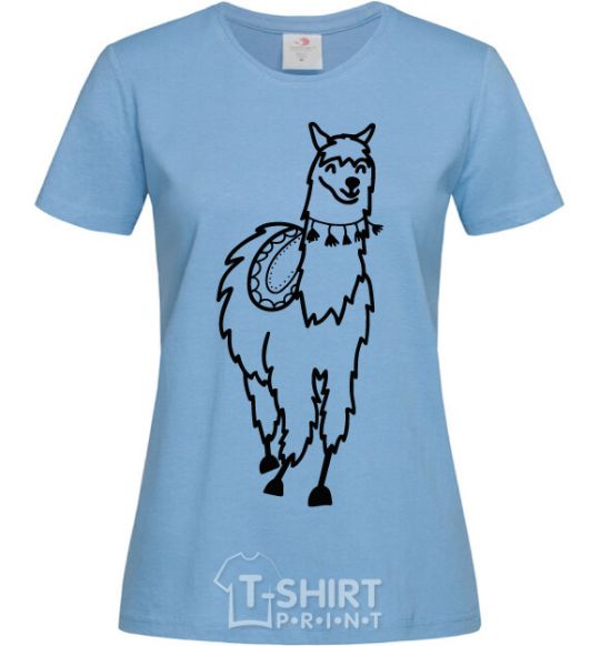 Women's T-shirt The llama's coming sky-blue фото