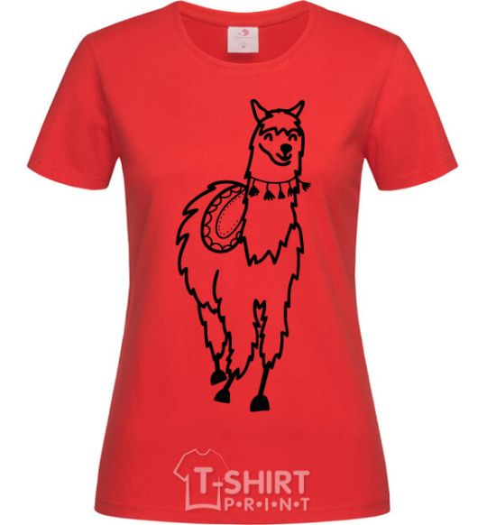 Women's T-shirt The llama's coming red фото