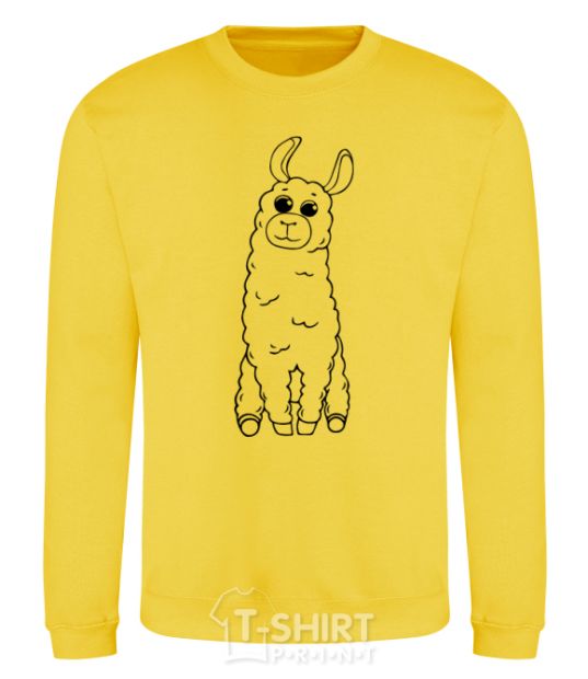 Sweatshirt A llama with big eyes yellow фото