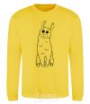 Sweatshirt A llama with big eyes yellow фото