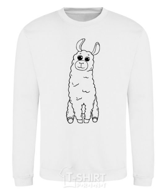 Sweatshirt A llama with big eyes White фото