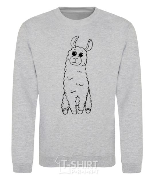 Sweatshirt A llama with big eyes sport-grey фото