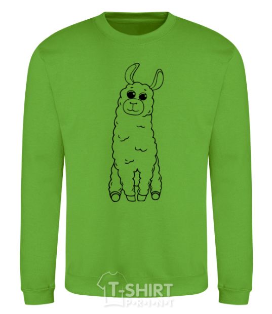 Sweatshirt A llama with big eyes orchid-green фото