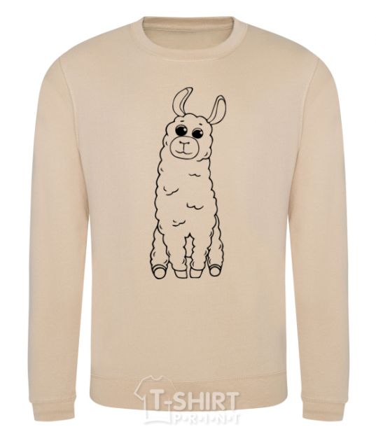 Sweatshirt A llama with big eyes sand фото