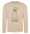 Sweatshirt A llama with big eyes sand фото