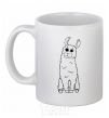 Ceramic mug A llama with big eyes White фото