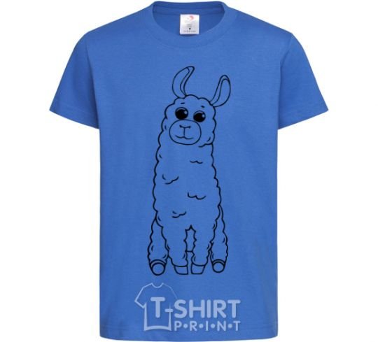 Kids T-shirt A llama with big eyes royal-blue фото