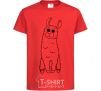 Kids T-shirt A llama with big eyes red фото