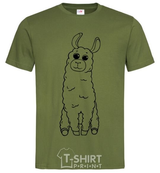 Men's T-Shirt A llama with big eyes millennial-khaki фото