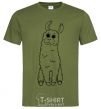 Men's T-Shirt A llama with big eyes millennial-khaki фото