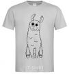 Men's T-Shirt A llama with big eyes grey фото