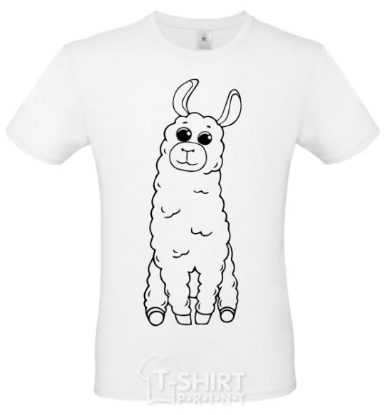 Men's T-Shirt A llama with big eyes White фото