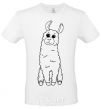 Men's T-Shirt A llama with big eyes White фото