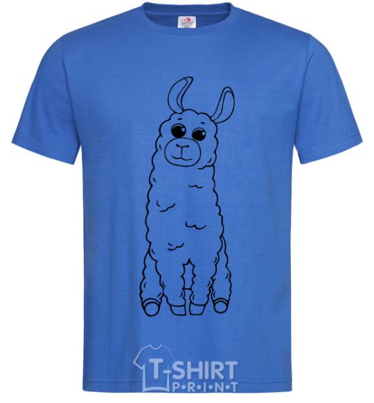 Men's T-Shirt A llama with big eyes royal-blue фото