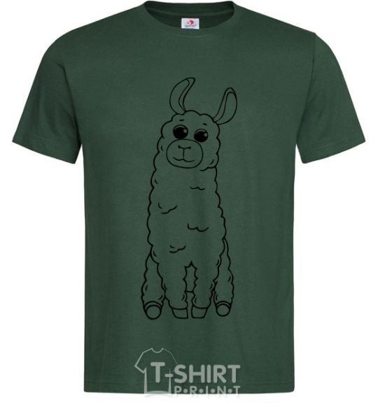 Men's T-Shirt A llama with big eyes bottle-green фото