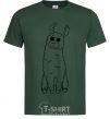 Men's T-Shirt A llama with big eyes bottle-green фото