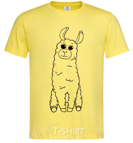 Men's T-Shirt A llama with big eyes cornsilk фото