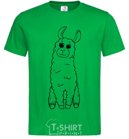 Men's T-Shirt A llama with big eyes kelly-green фото