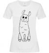Women's T-shirt A llama with big eyes White фото