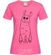 Women's T-shirt A llama with big eyes heliconia фото
