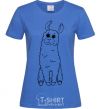 Women's T-shirt A llama with big eyes royal-blue фото