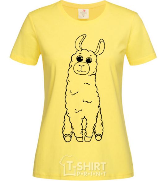 Women's T-shirt A llama with big eyes cornsilk фото