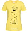 Women's T-shirt A llama with big eyes cornsilk фото