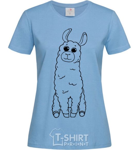 Women's T-shirt A llama with big eyes sky-blue фото