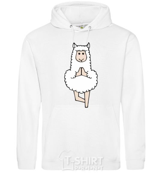 Men`s hoodie Lama yoga White фото