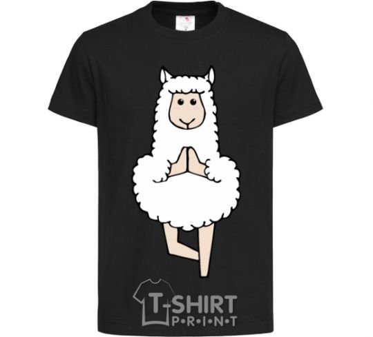 Kids T-shirt Lama yoga black фото