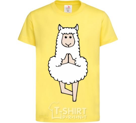 Kids T-shirt Lama yoga cornsilk фото