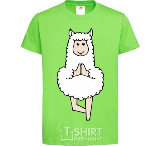 Детская футболка Лама йога Лаймовый фото
