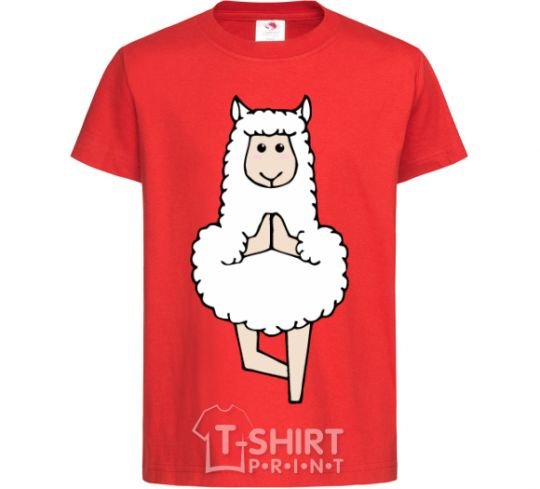 Kids T-shirt Lama yoga red фото