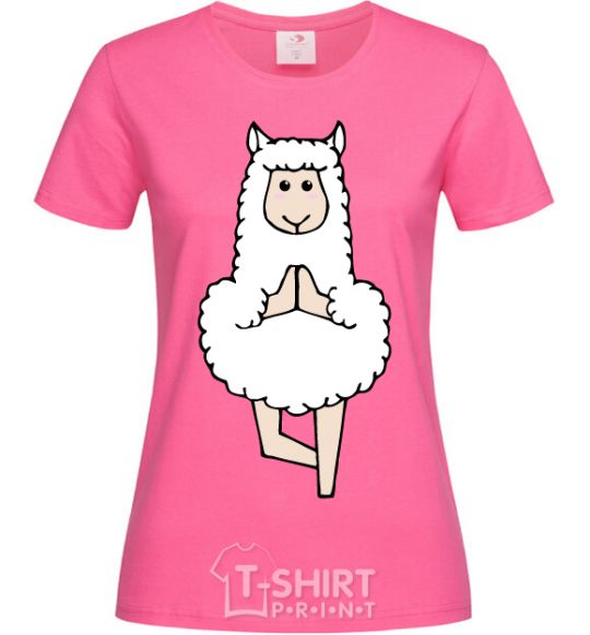 Женская футболка Лама йога Ярко-розовый фото