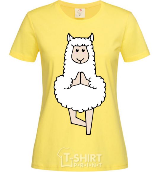 Женская футболка Лама йога Лимонный фото