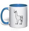 Mug with a colored handle Llama diver royal-blue фото