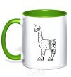 Mug with a colored handle Llama diver kelly-green фото