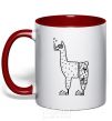 Mug with a colored handle Llama diver red фото