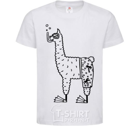 Kids T-shirt Llama diver White фото