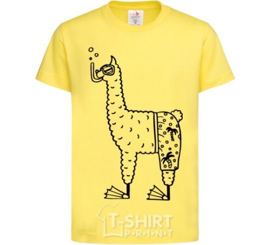 Kids T-shirt Llama diver cornsilk фото