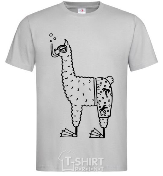 Men's T-Shirt Llama diver grey фото