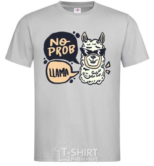 Men's T-Shirt No prob llama in glasses grey фото