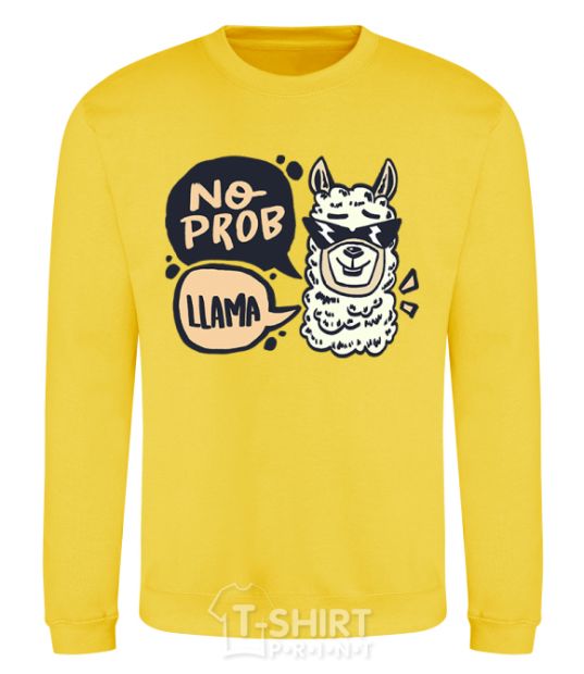 Sweatshirt No prob llama in glasses yellow фото