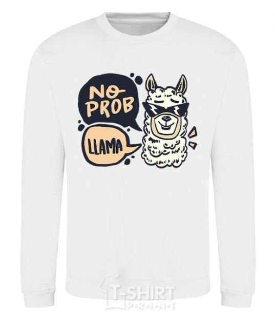 Sweatshirt No prob llama in glasses White фото