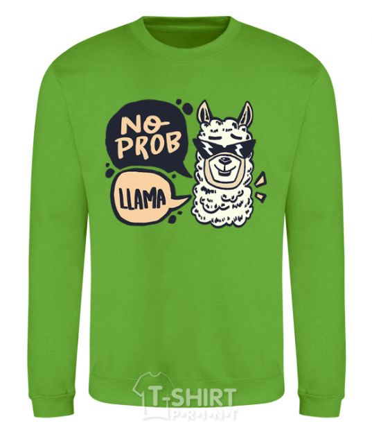 Sweatshirt No prob llama in glasses orchid-green фото