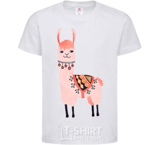 Kids T-shirt Pink llama White фото