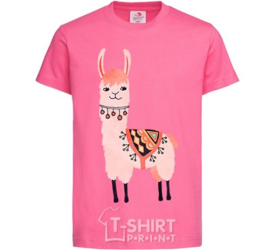 Детская футболка Розовая лама Ярко-розовый фото